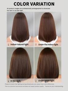 7JHH WIGS Short Straight Coffee Brown Wigs For Women Shoulder Length Wig With Side Part Bangs Synthetic Heat Resistant Fiber Bob Hair Wig For Girls Daily Party Cosplay Use 16 Inch - Chocolate Brown - View 8