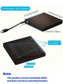 USB External CD/DVD Drive, High-Speed Reader, Portable External Optical Drive, Compatible With Laptop And Desktop, Office & Home CD/DVD Player