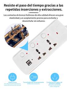 2 Piezas Extensión de enchufe para,salida de regla Universal múltiple, placa de extensión eléctrica con enchufe de interruptor USB, reglas de alimentación,Enchufe Multicontacto Regleta Cargador Multicontactos Con 2 Salidas 2 Usb Tipo,adaptador de corriente para el hogar, oficina, escuela, sala de viajes. - 2 piezas - Ver 8