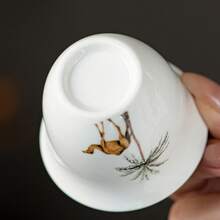 6/12pcs Set Ceramic Arabic Coffee Cup Set - Camel & Palm Tree Pattern, Includes Arabic Blessing, Ideal For Ramadan Gatherings And Everyday Use