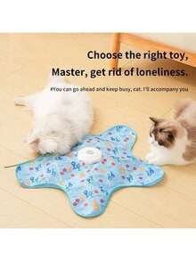 一套猫玩具，自娱自乐捉迷藏游戏配件，宠物电动益智玩具，猫玩具，游戏垫上快速移动的球，自动运动激活藏球游戏，适合室内踢球运动 - 彩色 - 查看 8