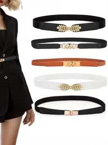 5pcs/Set Women's Vintage Elastic Cinch Waist Belt - Leaf Buckle Elastic Waist Belt, Hollow Design, Suitable For Dresses And Coats, Hand Wash - Fit For Casual, Beach, Party, Wedding And More Occasions - Multicolor - View 6