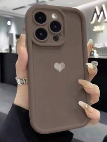 Set de 3 fundas de teléfono de unicolor con adornos de corazón de papel de aluminio desmontables, diseño unisex, compatible con Apple, Redmi y talla grande - Marrón + negro + blanco (corazón de amor) - Ver 5