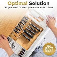 SELPONT nife Holder Extra Large 16.85x12.17" with Knife Sharpener Slot Premium Bamboo In-Drawer Knife Organizer Durable and Sustainable Updated Design Fits Most Standard DrawersKnife Holders - marrnclaronegro - Ver 6