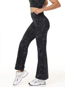 3 Pieces Of Spring And Summer Outdoor Sports Bell Bottoms, Printed Women's Casual Wide Leg Pants, Solid Color High Waist Tight Yoga Tight Pants, Slim And Elastic Short Tight Pants, Lightweight Fabric, Women's Outdoor Hip And Belly Lifting Pants - Nhiều màu - Xem 6