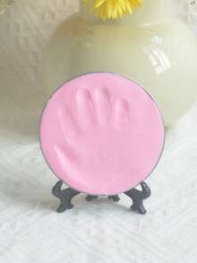 Option 1: (S Set = 1 Packung Druckmasse + 1 Halterung + 1 runde Form Größe S) / Option 2: (M Set = 1 Packung Druckmasse + 1 Halterung + 1 runde Form Größe M) Baby's 100. Tag / 1. Geburtstag Geschenk, Neugeborenen Wachstums Erinnerung, formbarer Ton zum Herstellen von Baby Handabdruck & Fußabdruck, Aufbewahrungston, S Form Durchmesser 9cm, M Form Durchmesser 12cm - Pink - Übersicht 9