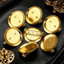 10pcs Stainless Steel Gold Plated 25mm Round Large Diy Brooch Pins Resin Cabochons Tray Bezel For Jewelry Making Supplie Bulk