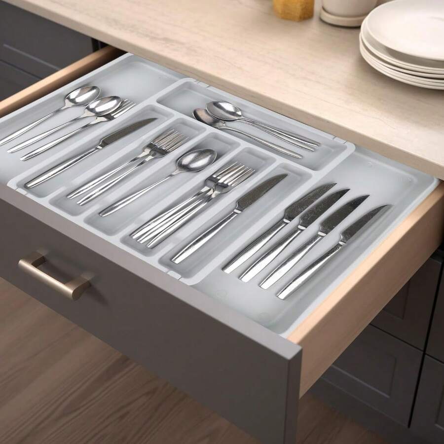 S&F Homes Expandable Cutlery Drawer Organizer, Utensil Drawer Organizer, Flatware And Silverware Holder, Organization And Storage Tray For Kitchen Decor(Gray) - Xám - Xem 1