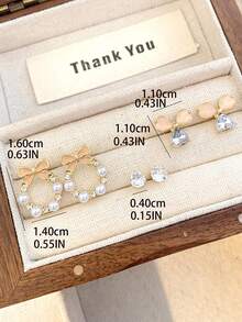 3件套精致蝴蝶耳钉，别致简约设计，休闲独特耳环 - 彩色 - 查看 5