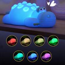 1pc Alligator Night Light, 7 Color Cute Night Light Lamp Mini Lamp, Dimmable Cute Night Light, Portable Lamp, Rechargeable Table Light, Decorative Light For Restaurants, Hotels - Multicolor - View 2