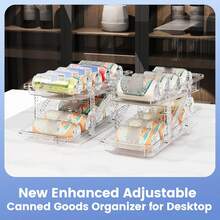 1/2PCS Large Capacity Expandable Can Storage Rack, Expandable Storage Rack, Suitable For Soda, Soup, Vegetable Cans - Kitchen, Garage, Dormitory Cabinet Sorting Rack, Easy To Assemble Without Tools, Universal In All Seasons. - 白色 - 查看 4