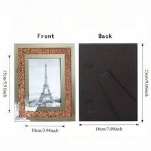 1pc Diamond-Inlaid Crystal Picture Frame; Glass Desktop Display Stand; Mirror Base Jewelry Display Cabinet; Luxury Desktop Decoration. - Inner Frame Dimensions - View 10
