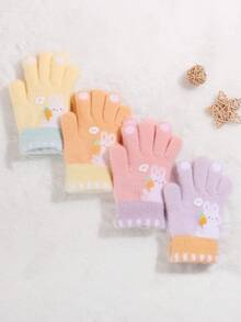 1双带兔子图案的羊毛手套，适合3-8岁儿童，冬季手套 - 小兔子手套 - 查看 2