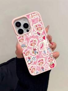Funda magnética de Rosita Fresita, diseñada con adorables personajes y corazones, compatible con  17,  16,  16 Pro Max,  15,  15 Pro Max,  14,  13 y  12. Igual que el  11 Pro, está hecha de TPU y es resistente a los golpes. Es un regalo ideal para familiares, amigos, niños, cumpleaños, el Festival de Primavera, días festivos, novios, novias y San Valentín. - Rosa - Ver 1