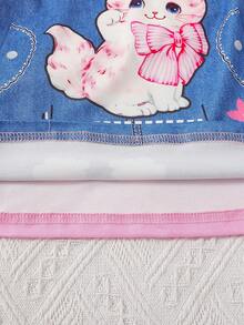 1 pieza Vestido de tirantes redondo con estampado de abeja y floral 2 en 1, verano - Rosa - Ver 8