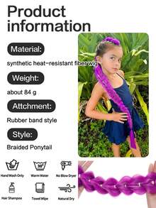 30 Inch Purple Braided Ponytail, Elastic Long Braid With Laser Decoration, Synthetic Heat-Resistant Fiber Wig, Suitable For Women's Daily Wear, Suitable For Various Occasions, Halloween - Multicolor - View 8