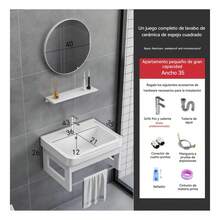 Lavamanos Con Espejo Mueble De Baño Lavabo Lavabo Con Mueble Blanco - Blanco - Ver 3