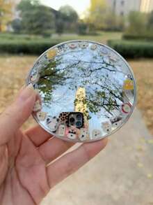 1个便携式凸面圆镜，圆形广角镜 - 化妆镜，适用于卧室、客厅、户外、旅行摄影，无需电源，无羽毛装饰，自拍道具 - 彩色 - 查看 8