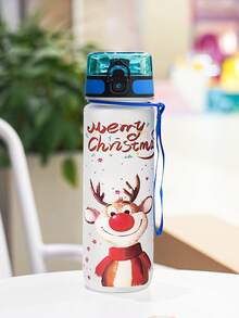 1pc 800ml/27oz Christmas Series Water Bottle, 3D Printing Technology, With Handle Strap For Easy Carrying, Suitable For Sports, Outdoor, Gym, Cycling, Camping, Great Christmas Gift - Multicolor - View 13