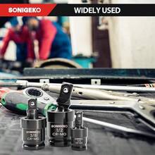 Impact Universal Joint Socket Swivel Set 3Pcs 1/4 3/8 1/2 DriveCr-Mo black impact Steel Universal Joint Adapter Set 3PCS - 3unidades - Ver 4