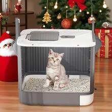 PP材质密封猫砂盆，防臭猫厕所，全封闭防溅猫砂盆