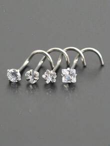4pcs/Set Fashionable, Elegant & Minimalist Nose Rings Suitable For Women's Daily Wear