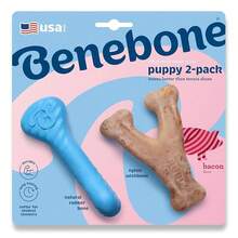 Benebone Puppy 2-Pack Rubber Bone/Wishbone Bacon Tiny,2Pack,Rubber-Tiny - Rubber-tiny - View 1
