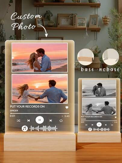 1ชิ้น โคมไฟกลางคืนอะคริลิคมีไฟแบ็คไลท์สองด้านรูปภาพเพลงที่กำหนดเอง, ของขวัญส่วนบุคคลสำหรับครอบครัว/เพื่อน/แฟน/แฟน/แม่/พ่อ, ของตกแต่งบ้าน, วันครบรอบ, มัลติฟังก์ชั่น, ตกแต่ง, ใช้ซ้ำได้, สง่างาม, น่ารัก, คุณภาพสูง, ทันสมัย ปรับแต่ง, เป็นส่วนตัว, ไม่ซ้ำใคร, ของขวัญที่เหมาะ, วันวาเลนไทน์, ของตกแต่งวันวาเลนไทน์