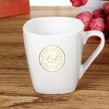 500张/卷 开斋节快乐贴纸，金色箔纸斋月涂鸦贴纸，1英寸圆形，3种款式可选，新月灯笼开斋节标签，中秋节派对DIY装饰贴纸，凯撒兰标签礼盒礼品袋派对用品，PVC自粘封口贴纸，适用于开斋节庆祝活动及相关礼品标签