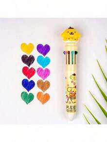 12pcs/Set Sanrio Series Acrylic Gel Pens - Yuguigou, Kulomi, Mileti, Hapag, Hello Kitty - Cute Cartoon Character Retractable Medium Point Pens, Suitable For Office & School Supplies - Multicolor - View 10