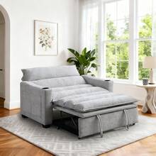 KORSER 3 In 1 Convertible Sleeper Sofa Bed, Pull Out Couch With Side Pockets & Cup Holders, Loveseat Reclining Sofa Bed With Adjustable Backrest For Living Room Bedroom, Chenille - Màu Xám nhạt - Xem 9