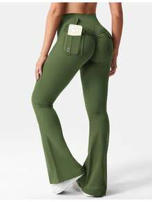 Winter Clothes For Women Leggings For Women Flare Leggings With Pockets For Women Scrunch Workout Leggings Butt Lifting Gym Yoga Pants,Winter Clothes For Women,Leggings For Women, Fall Clothes For Women Christmas Gifts - 軍綠色 - 查看 2