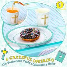 D24 Set First Communion Plates And Napkins Baptism Party Decorations First Holy Communion Decorations Religious Baptism Plies For Christening Confirmation Baby Shower For 24 Guests Blue - 藍色 - 查看 4