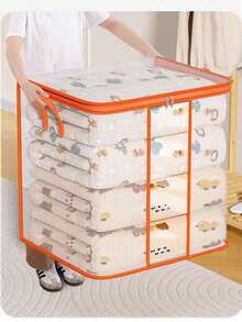 大容量透明被子收纳袋，行李搬家打包袋，衣物床上用品整理袋，家用防潮袋，防水衣物袋，收纳袋，衣物整理袋，衣物收纳袋，衣物袋，打包袋，旅行必备，旅行整理袋 - 無色 - 查看 7