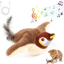 EstiloInteractivo Flapping Pajarito Juguetes Para Gatos, Gato PáJaro Juguete, Peluche ExtraíBle De SimulacióN De PáJaro, Con Carga USB, Adecuado Para Que Los Gatitos Muerdan, Mastiquen Y PateenVersióN Mejorada