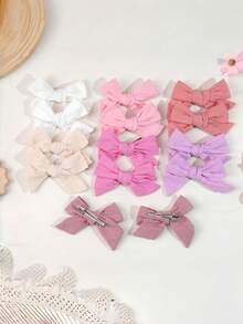 24Pcs Girls Bow Decor Hair Clip For Daily Life, Cloth Handmade Children's Bow Hair Clips, Morandi Alligator Hair Clips, Girl's Hair Accessories, Christmas Decrations, Christmas Hair - Multicolor - View 4