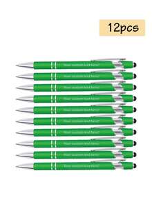 12/24/60/600 szt. Spersonalizowanych długopisów, artykuły szkolne, spersonalizowane długopisy z grawerem, spersonalizowane długopisy z imieniem, spersonalizowane rysiki do ekranów dotykowych, wysuwany długopis, prezenty do biura i szkoły dla kobiet/mężczyzn - Zielony - Zobacz 13