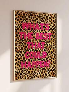 1幅无框“最佳结果是什么？”粉色豹纹励志语录墙画，大学宿舍装饰，卧室/办公室大学礼物 | 房间装饰，墙面装饰画，复古装饰，宿舍必备 - 彩色 - 查看 4