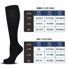 1双加大码男女通用压缩袜，20-30毫米汞柱及膝袜，促进血液循环 - 彩色 - 查看 2