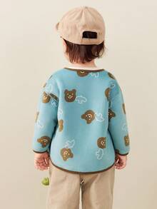 mini bala Kids Sherpa Jacket, Double-Sided Wear, Thick Warm Coat, 2025 Fall Winter - Green Coffee Color - View 5