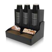 Organizador de estacion de cafe de 2 niveles tapa de taza y soporte para encimeras capsulas de cafe paquetes de azucar bolsas de te crema - Negroclásico - Ver 1