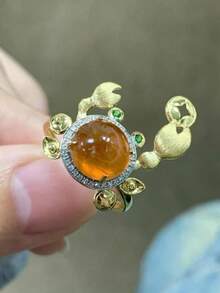 1pc Textured Crab Ring, Niche Versatile Delicate Jewelry, Luxurious Elegant, Suitable For Daily Commute Outfit - Multicolor - View 1