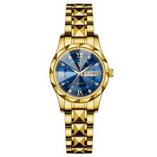 NARY 女士石英表 - 休闲优雅设计，带日期和星期显示，防水不锈钢表带。适合日常佩戴和聚会场合。 - 均碼 - 查看 12