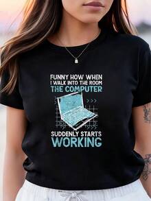 Der Computer beginnt plötzlich zu arbeiten Informationstechnologie T-Shirt Damen T-Shirt Grafik-T-Shirts Crop Tops Outfits Tops T-Shirt