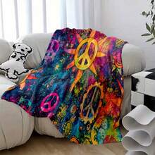 Soft, Usable For All Seasons, Hippie Blankets And Throws - Boho Hippie Quilt Blanket, Hippie Print Throw Blanket - Adults Hippie Blanket For Couch Sofa, Colorful, Artistic Design With Peace & Nature Motifs - 多色7 - 查看 5