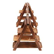 3 Tier 28.35in Long Wood Cupcake Stand, Decorative Cupcake Display Stand For Dessert Display, Large Dessert Serving Tray For Party Birthday Wedding Events, Swing-Shape Cake Rack, Tiered Fruit Candy Stand, Dessert Serving Platter, Party Serving Tray Decor - màu nâu - Xem 9