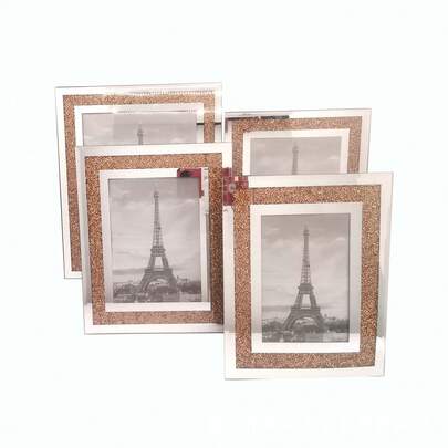 1pc Diamond-Inlaid Crystal Picture Frame; Glass Desktop Display Stand; Mirror Base Jewelry Display Cabinet; Luxury Desktop Decoration.
