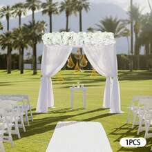 Artificial Dahlia Garland 100cm Silk Flowers With Hydrangeas & Roses For Weddings, Table Decorations & Gardens (White) - 白色 - 查看 5