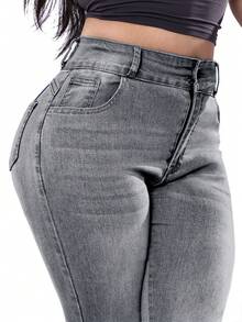 Women's Butt Lifting Jeans, High Stretch Leggings, Fashionable And Elegant, Suitable For Dates, Commuting, Casual Travel, Valentine's Day And New Year Wear - Light Grey - View 6