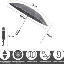 Resistente al Viento y Lluvia, con Protección UV, 10 Varillas - Ideal para Hombres y Mujeres, Nº67 en Más Vendidos de - Negro - Ver 3
